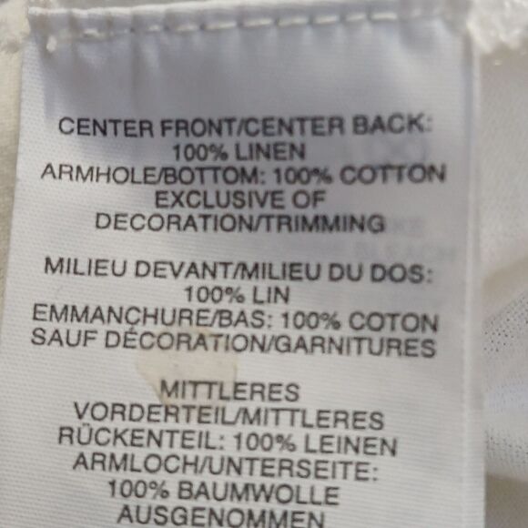 J.Crew Womens Blouse S Ivory Mixed Media Linen Tropical Preppy Career Sleeveless - Picture 9 of 9